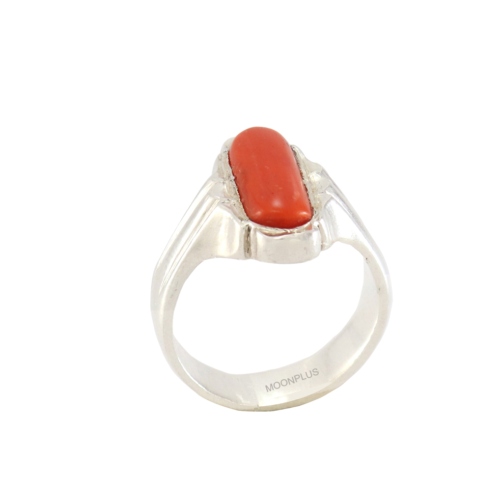 Sterling Silver Pavalam Ring Red Coral Gemstone