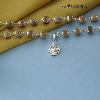 Silver caped Tied Tulsi Mala with God Ayyappan Pendan Silver caped Tied Tulsi Mala with God Ayyappan Pendan