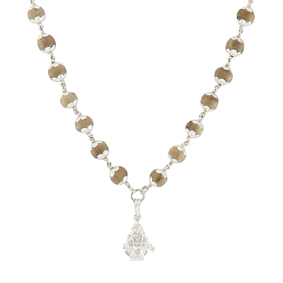 Silver caped Tied Tulsi Mala with God Ayyappan Pendan Silver caped Tied Tulsi Mala with God Ayyappan Pendan