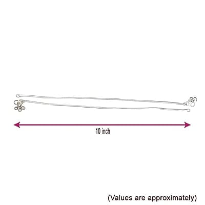 Sterling Silver Paayal Anklet | plain Design silver Kolusu for Women and Girls