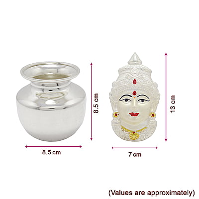 Silver Varalakshmi Face with Kalasam Silver Varalakshmi Face with Kalasam