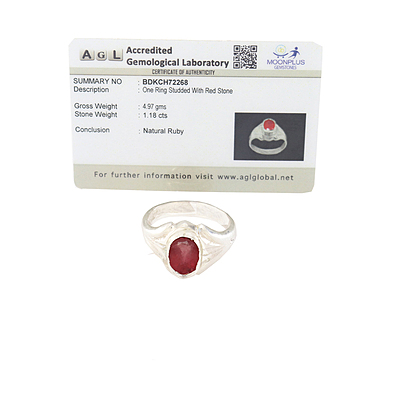 Sterling Silver Ruby Ring | Certificated Red Gemstone