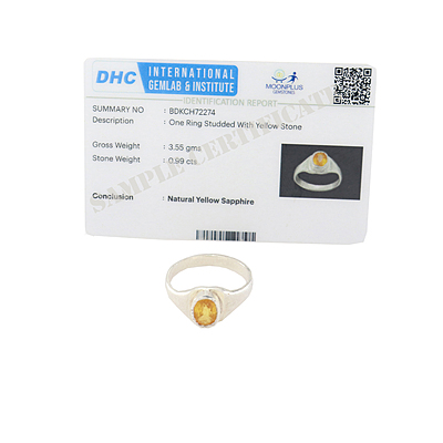 Sterling Silver Yellow Sapphire Ring-Pukhraj stone ring Sterling Silver Yellow Sapphire Ring-Pukhraj stone ring